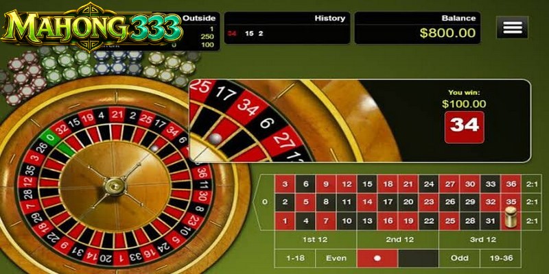 Meja taruhan roulette eropa dengan satu angka nol tunggal